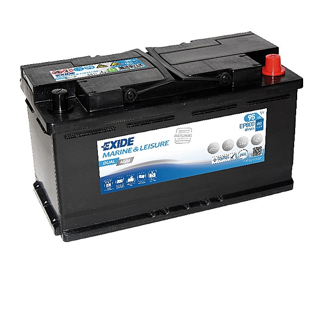 Exide Dual AGM EP800. Płaska płyta AGM lub płyta orbitalna, z odpowietrzaniem VRLA. Wysoka odporność na wibracje i przechyły, rekombinacja gazów, do 50% krótszy czas ładowania, całkowicie bezobsługowy. Napięcie 12V, pojemność 92Ah. Dystrybutor: www.exide.com/pl/pl Cena: 914,65 PLN - zdjęcie 4